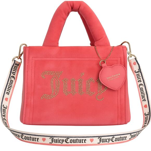 Juicy Couture Pink Velour Tote Crossbody Logo Bag Y2K - Picture 1 of 16
